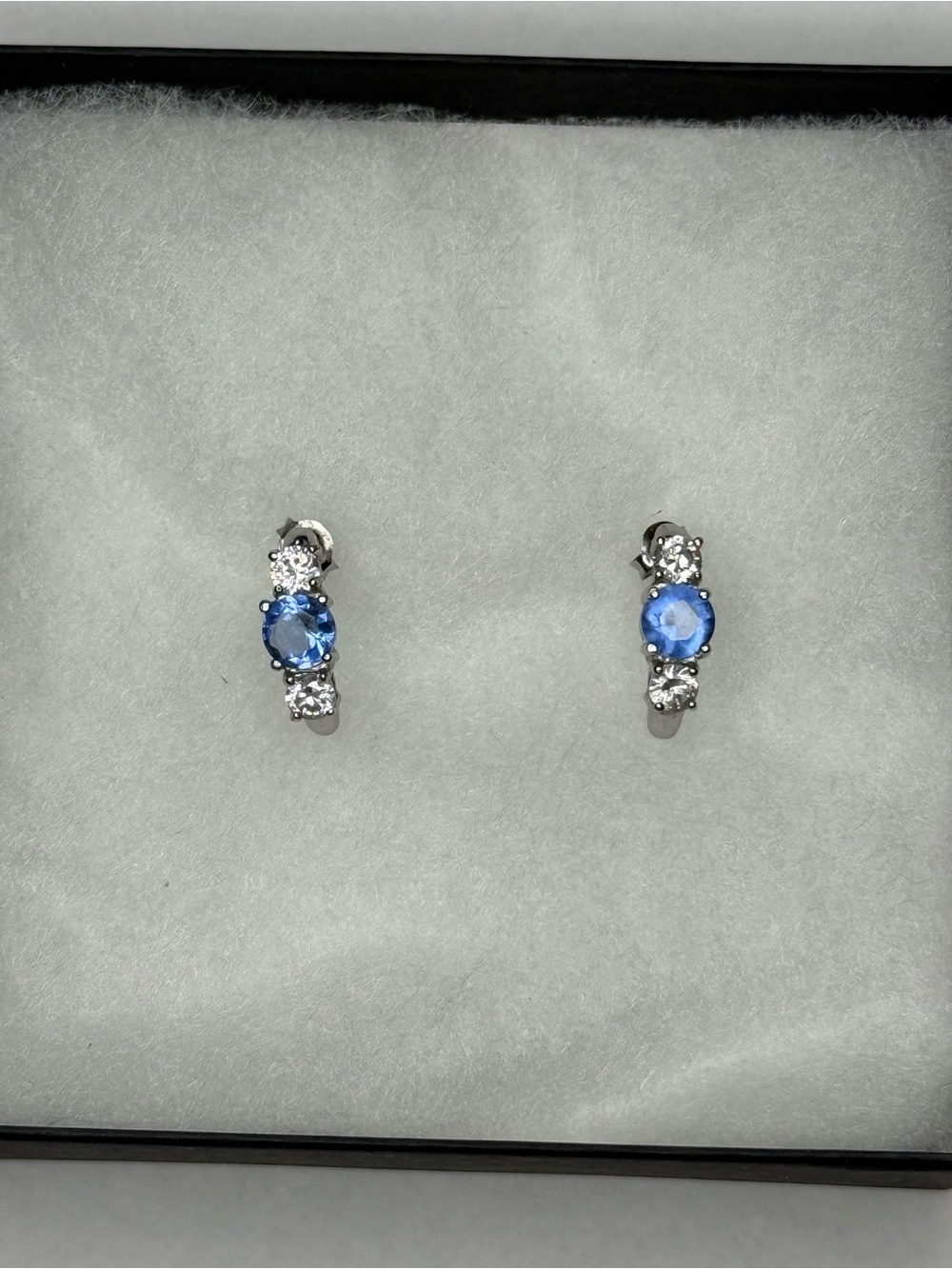 Freida Rothman 925 Sterling Silver earrings with blue and clear stones
